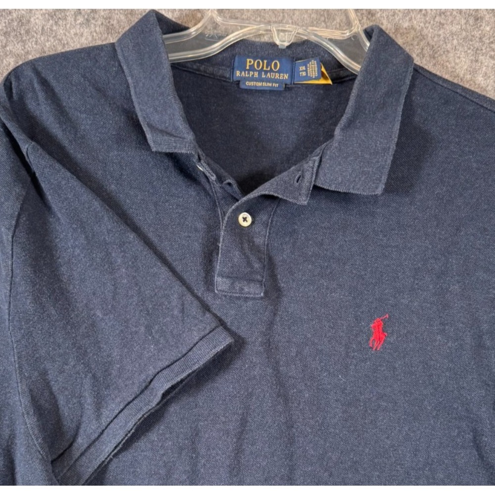 Polo Ralph Lauren Custom Slim fit Shirt Mens 2XL XXL Blue Mesh Preppy Basic